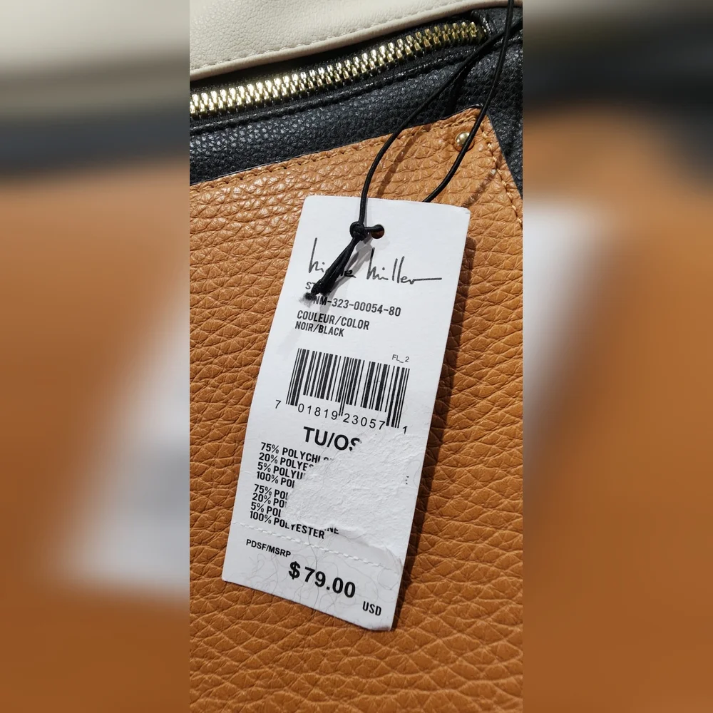 Nicole Miller Black, Tan & Orange Crossbody Bag New - Picture 2 of 5